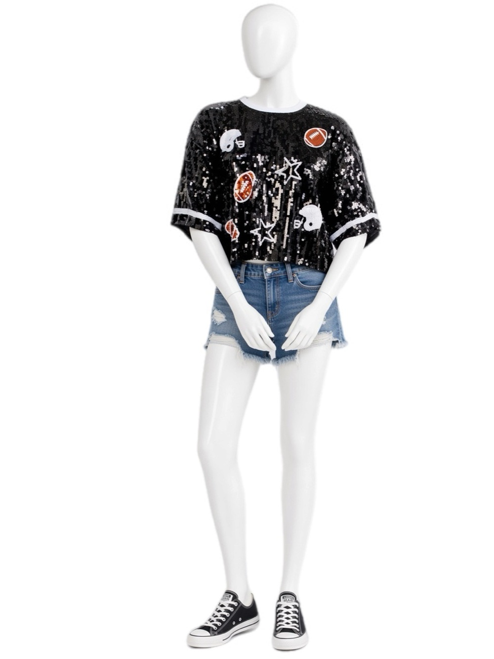 MAINSTRIP sequin football crop top S M L